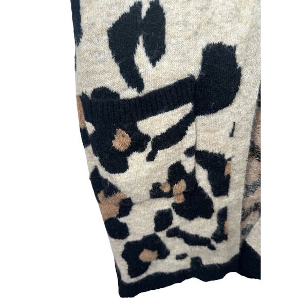 Altar’d State Leopard Animal Print Open Front Cardigan S/M Pockets - Picture 2 of 5